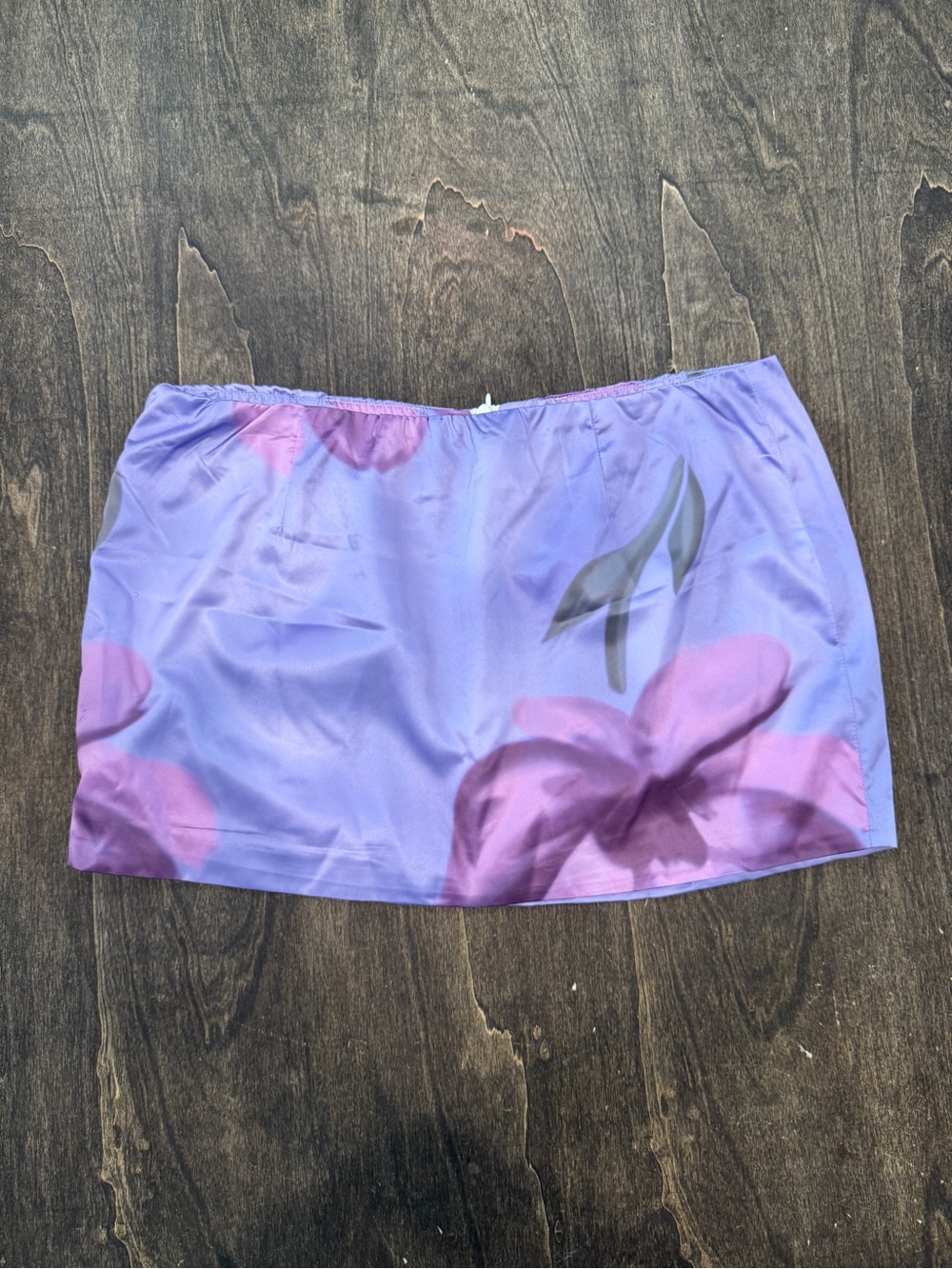 Purple Floral Satin Skirt